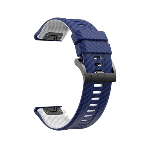 22 mm 26 mm Silikonarmband mit Carbonfasermuster, passend for Garmin Fenix8 51 mm 47 mm/7X Solar 7pro 5X 6X TACTIX DELTA Enduro3(Blue white,For Fenix8 51mm) von EMAIGlPO