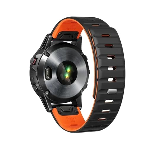 26mm 22mm QuickFit Strap Passend for Garmin Fenix8 7 7X 6 6X 5X Plus/Epix Pro Gen 2 43mm 47mm 51mm Silikon Enduro 3 Armband(Black Orange,26mm For Fenix 6X 6XPro) von EMAIGlPO