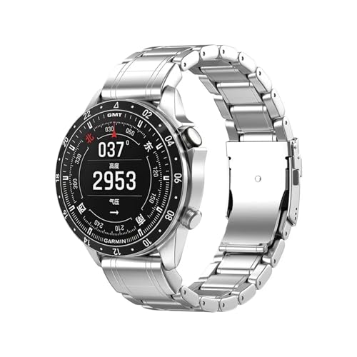 Armband passend for Garmin Aviator/Adventurer/Fenix 8/Tactix 47 mm 51 mm 6/7X Forerunner 970 965 Titanlegierung Ersatzarmband(Silver,26mm For Fenix 8 51MM) von EMAIGlPO