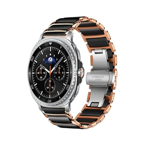 Armband passend for Samsung Watch 8 40 44 mm / 8Classic 46 mm/Ultra 2 47 mm Band Keramikarmband(Black-Rose Gold,For Watch 8 Classic) von EMAIGlPO
