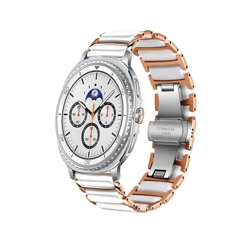 Armband passend for Samsung Watch 8 40 44 mm / 8Classic 46 mm/Ultra 2 47 mm Band Keramikarmband(White-Rose Gold,For Watch 8 Classic) von EMAIGlPO