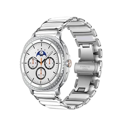 Armband passend for Samsung Watch 8 40 44 mm / 8Classic 46 mm/Ultra 2 47 mm Band Keramikarmband(White-Silver,For Watch 8 40 44mm) von EMAIGlPO