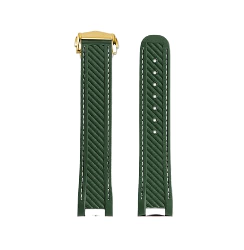 EMAIGlPO 20 mm Gummi-Silikon-Uhrenarmband passend for Omega Seamaster 300 AT150 Armband mit Faltschließe(Green gold) von EMAIGlPO