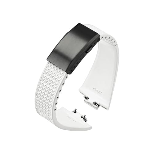 EMAIGlPO Fluorkautschukarmband passend for Tissot PRX Powermatic 11/12 mm Faltschließe FKM Sport Wasserdichtes Schnellverschluss-Uhrenarmband for Männer Frauen(White black,12mm) von EMAIGlPO