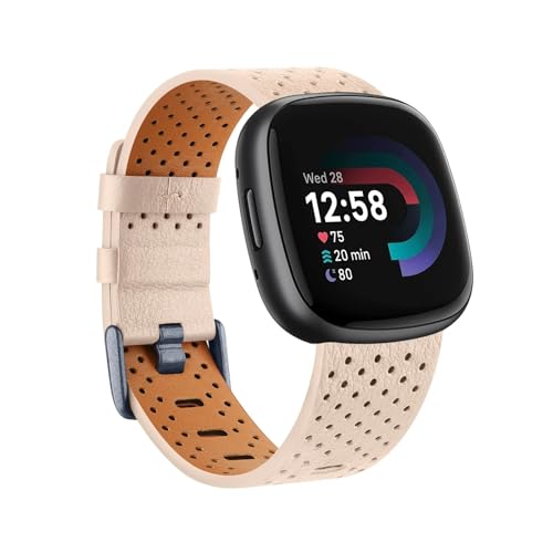 EMAIGlPO Lederarmband passend for Fitbit Versa 3/4 Sense/Sense 2Band Armband(Pink,FOR FITBIT SENSE_SIZE S) von EMAIGlPO