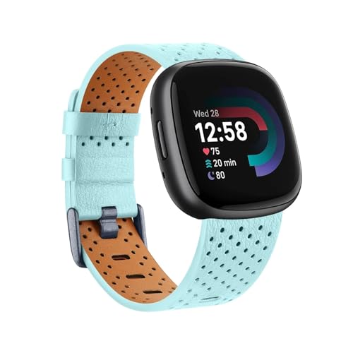 EMAIGlPO Lederarmband passend for Fitbit Versa 3/4 Sense/Sense 2Band Armband(Sky Blue,FOR FITBIT VERSA 3_SIZE L) von EMAIGlPO