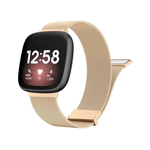 EMAIGlPO Metallarmband passend for Fitbit Versa 3 4 Sense/Sense 2 Armband Milanese Ersatzarmband(Rose gold,For Versa Sense 2) von EMAIGlPO