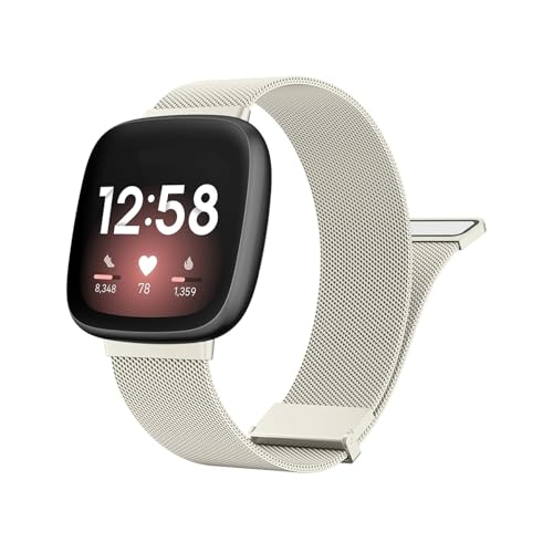 EMAIGlPO Metallarmband passend for Fitbit Versa 3 4 Sense/Sense 2 Armband Milanese Ersatzarmband(Starlight,For Versa Sense 2) von EMAIGlPO