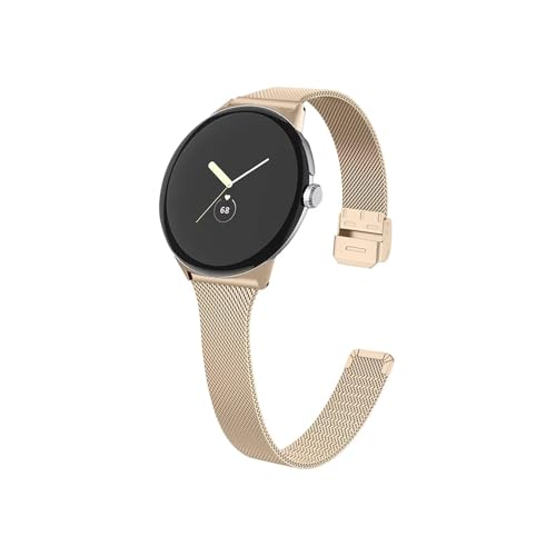 EMAIGlPO Milanaise-Armband, passend for Google Pixel Watch 2 1, Metallband, Edelstahlarmband, lückenloses Mesh-Armband, passend for Google Pixel Watch(Vintage gold) von EMAIGlPO