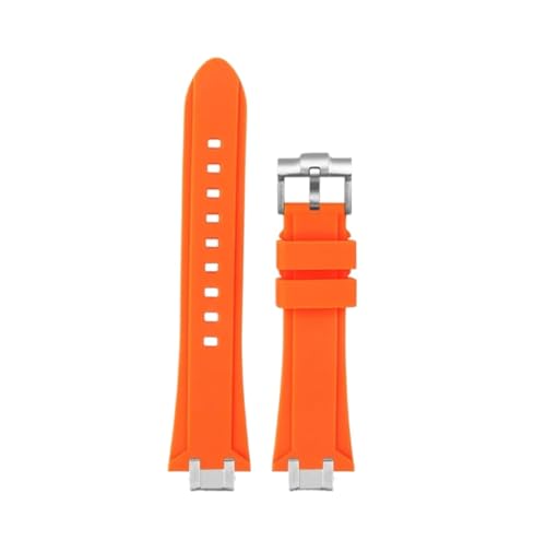 EMAIGlPO Modifizierter Stahladapter-Silikonband passend for Maurice Lacroix Aikon AI6008 AI6007 6038 AI6058(Orange-silver pin,For AI1108) von EMAIGlPO