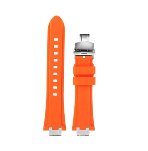EMAIGlPO Modifizierter Stahladapter-Silikonband passend for Maurice Lacroix Aikon AI6008 AI6007 6038 AI6058(Orange silverFolding,For AI1108) von EMAIGlPO