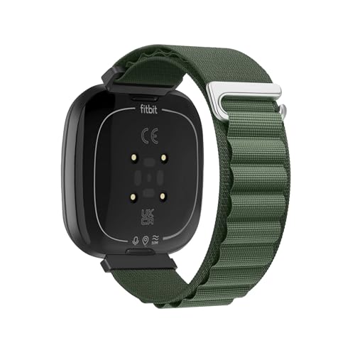EMAIGlPO Nylon Loop Strap passend for Fitbit Versa 4/3 Sense 2/1 Austauschbares Armband Sportarmband Zubehör(Army-green,For Fitbit Sense 2) von EMAIGlPO