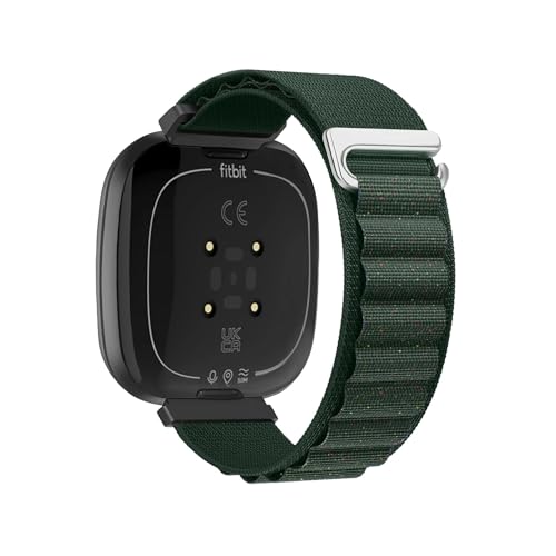 EMAIGlPO Nylon Loop Strap passend for Fitbit Versa 4/3 Sense 2/1 Austauschbares Armband Sportarmband Zubehör(Army-green shiny,For Fitbit Versa 3) von EMAIGlPO