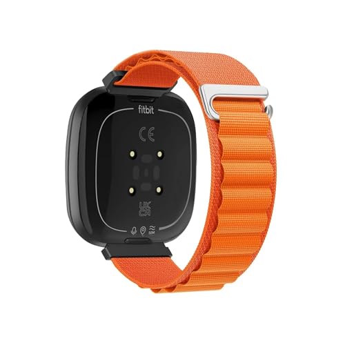 EMAIGlPO Nylon Loop Strap passend for Fitbit Versa 4/3 Sense 2/1 Austauschbares Armband Sportarmband Zubehör(Orange,For Fitbit Versa 4) von EMAIGlPO