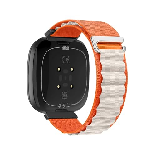 EMAIGlPO Nylon Loop Strap passend for Fitbit Versa 4/3 Sense 2/1 Austauschbares Armband Sportarmband Zubehör(Orange starlight,For Fitbit Sense) von EMAIGlPO