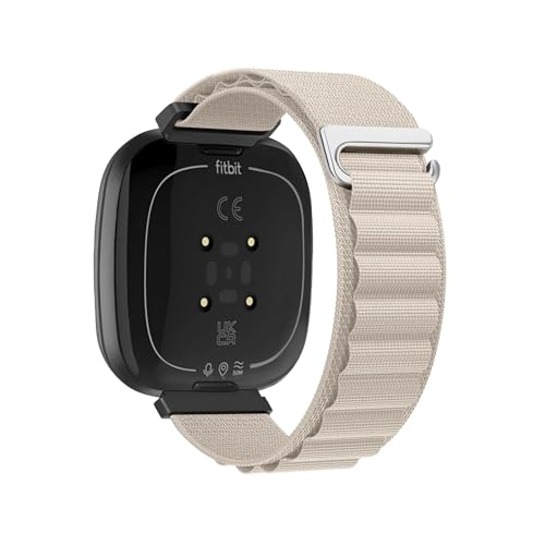 EMAIGlPO Nylon Loop Strap passend for Fitbit Versa 4/3 Sense 2/1 Austauschbares Armband Sportarmband Zubehör(Starlight,For Fitbit Sense 2) von EMAIGlPO