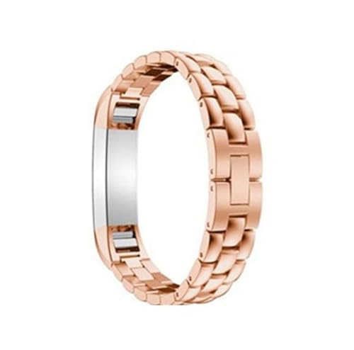 EMAIGlPO Passend for Fitbit Alta-Armband, Edelstahl-Kettenarmband mit DREI Perlen, passend for Alta Slim-Armband mit Drachenmuster(Rose Gold) von EMAIGlPO