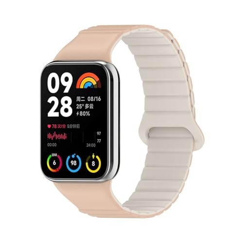 EMAIGlPO Passend for Xiaomi Armband 9/8 Pro Silikonband Passend for Redmi Watch4 Armband Armbandband(Apricot-white) von EMAIGlPO