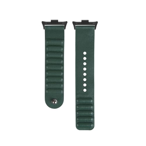 EMAIGlPO Passend for Xiaomi Band 8/9 Pro Echtlederarmband Passend for Redmi Watch4 Armband Armband(Black-Green) von EMAIGlPO