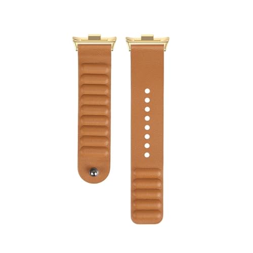 EMAIGlPO Passend for Xiaomi Band 8/9 Pro Echtlederarmband Passend for Redmi Watch4 Armband Armband(Golden-Brown) von EMAIGlPO
