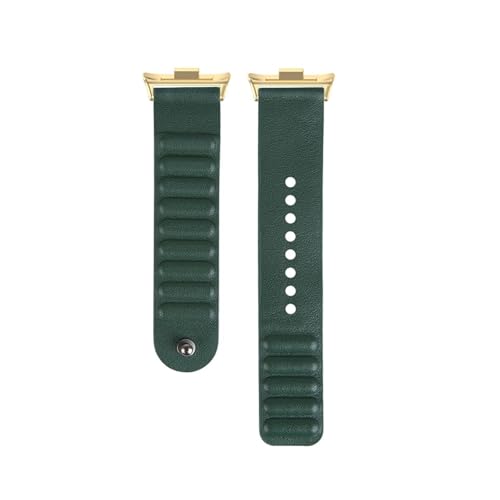EMAIGlPO Passend for Xiaomi Band 8/9 Pro Echtlederarmband Passend for Redmi Watch4 Armband Armband(Golden-Green) von EMAIGlPO