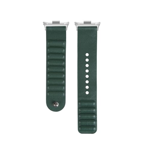 EMAIGlPO Passend for Xiaomi Band 8/9 Pro Echtlederarmband Passend for Redmi Watch4 Armband Armband(Silver-Green) von EMAIGlPO