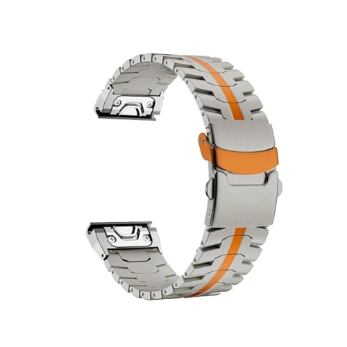 EMAIGlPO QuickFit 26mm Metall Strap Fit for Garmin Fenix ​​8 51mm 7 7X 6 6X Pro 3 5 5X Plus edelstahl Band Armband Bel(Titanium Orange,For Garmin Fenix 8 51mm) von EMAIGlPO