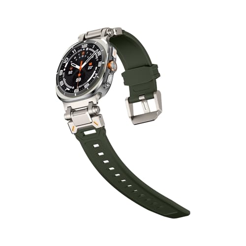Edelstahl-Metallkopf + TPU-Armband, passend for Samsung Watch7 Ultra 47 mm Armband(Titanium-green) von EMAIGlPO