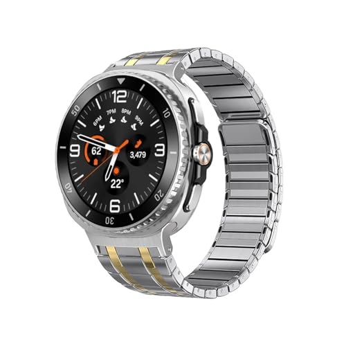 Edelstahlarmband passend for Samsung Galaxy Watch 8 40/44 mm 8 Classic Band Strap(Silver gold,For Galaxy 8 Classic 46mm) von EMAIGlPO
