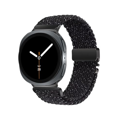Geflochtenes Nylon-Schlaufenband passend for Samsung Galaxy Watch 8 Classic 46 mm 40/44 mm Armband mit Fallschirmschnalle(Starlight black,For Galaxy Watch 8 44mm) von EMAIGlPO