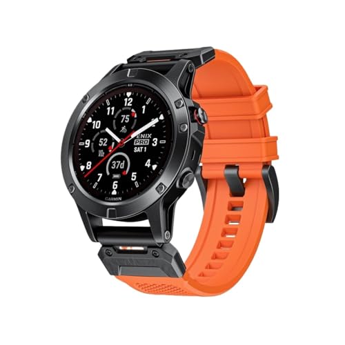Kautschukband passend for Garmin Fenix5 5S 5X 6X 7Xpro 8X Armband passend for Garmin Kautschukarmband Uhrenzubehör(Orange,22MM) von EMAIGlPO