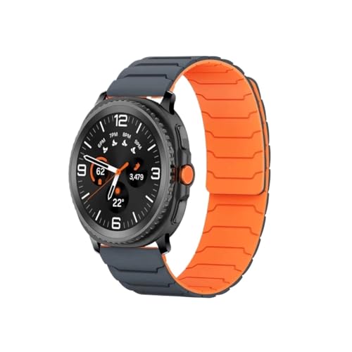 Lückenloses Schlaufenband, passend for Samsung Galaxy Watch 8/8 Classic Sports, Silikon-Ersatzarmband, 46 mm, 40 mm, 44 mm(Grey Orange,For Watch 8 Classic) von EMAIGlPO
