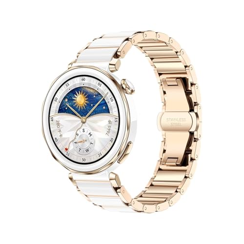 Passend for Huawei GT5 Imitation Keramikarmband Passend for HUAWEI WATCH GT 5 Pro Uhrenarmband 18mm Keramikarmband(Rose Gold) von EMAIGlPO