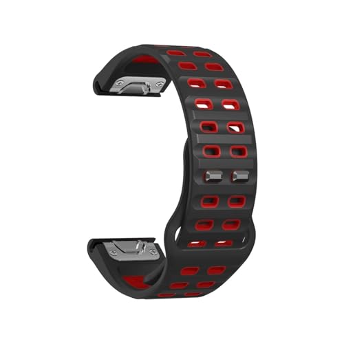 Quick Fit Band passend for Garmin Fenix ​​8/7/7X/6X/6 Pro/5X/5 Plus 22 mm 26 mm Gurt for Epix Pro Gen 2 47 mm 51 mm Silikonarmband(Black-Red,22mmEpix Pro 2 47mm) von EMAIGlPO