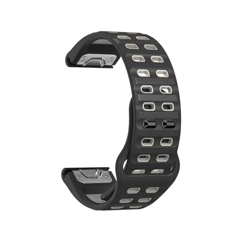 Quick Fit Band passend for Garmin Fenix ​​8/7/7X/6X/6 Pro/5X/5 Plus 22 mm 26 mm Gurt for Epix Pro Gen 2 47 mm 51 mm Silikonarmband(Black-grey,26mm For Fenix 6X 6XPro) von EMAIGlPO