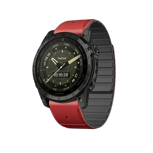 Quick Fit Silikonband passend for Garmin Fenix ​​8 7 7x 6 6X Pro 5X 5 Pro/Gen 2/Enduro 2/Descent Mk1 Band(Red-Black,22mm) von EMAIGlPO