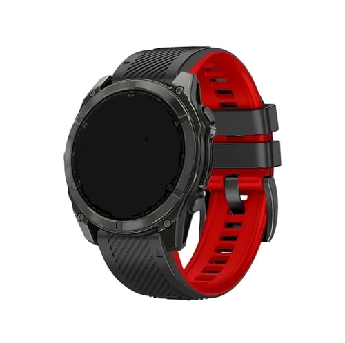EMAIGlPO QuickFit 22 mm 26 mm Sportuhrenarmband passend for Garmin Fenix ​​8 E/Fenix8 47 mm 51 mm/Enduro 3 Ersatz-Silikonarmband(Black Red 1,QuickFit 22mm) von EMAIGlPO