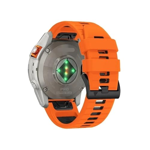 QuickFit 22 mm 26 mm Sportuhrenarmband passend for Garmin Fenix ​​8 E/Fenix8 47 mm 51 mm/Enduro 3 Ersatz-Silikonarmband(Orange Black 2,QuickFit 26mm) von EMAIGlPO