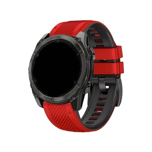 QuickFit 22 mm 26 mm Sportuhrenarmband passend for Garmin Fenix ​​8 E/Fenix8 47 mm 51 mm/Enduro 3 Ersatz-Silikonarmband(Red Black 1,QuickFit 22mm) von EMAIGlPO