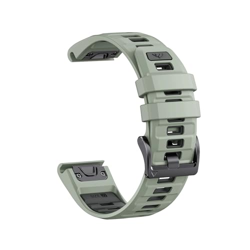 QuickFit zweifarbiges Silikonarmband passend for Garmin Fenix ​​E 8 47mm 51mm 7 7X 6 6X/Epix Pro/Enduro 3(Grey green ink gray,QuickFit 26mm) von EMAIGlPO