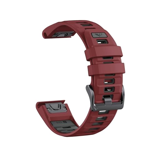QuickFit zweifarbiges Silikonarmband passend for Garmin Fenix ​​E 8 47mm 51mm 7 7X 6 6X/Epix Pro/Enduro 3(Wine red ink gray,QuickFit 26mm) von EMAIGlPO