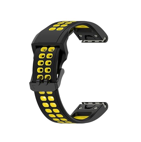 Schnellverschluss-Armband passend for Garmin Fenix ​​8 43 47 51 7X 6X 5X, Silikonarmband, passend for Fenix ​​5 6 7 Forerunner 935(Black yellow,For Fenix 8 47MM) von EMAIGlPO