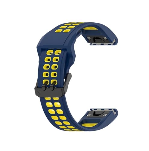Schnellverschluss-Armband passend for Garmin Fenix ​​8 43 47 51 7X 6X 5X, Silikonarmband, passend for Fenix ​​5 6 7 Forerunner 935(Blue yellow,For Fenix 8 47MM) von EMAIGlPO