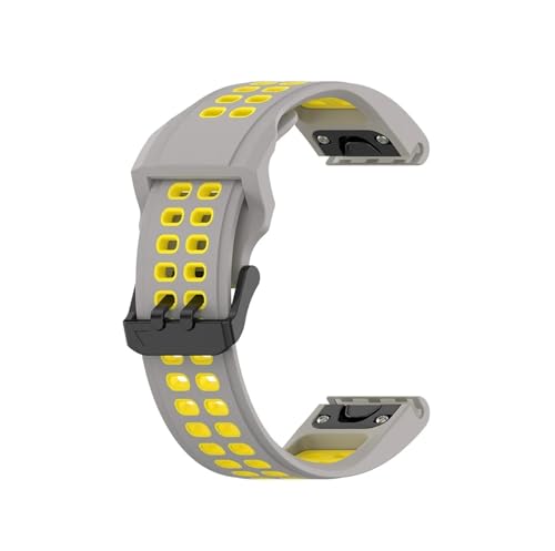 Schnellverschluss-Armband passend for Garmin Fenix ​​8 43 47 51 7X 6X 5X, Silikonarmband, passend for Fenix ​​5 6 7 Forerunner 935(Grey yellow,For Fenix E 47MM) von EMAIGlPO