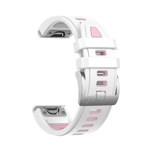 Silikon-Uhrenarmband, 20 mm, passend for Garmin Fenix ​​8 43 mm, 6S Pro, 7S Pro, 5S Plus/Epix Pro Gen 2, 42 mm(White Pink,For Fenix 8-43mm) von EMAIGlPO