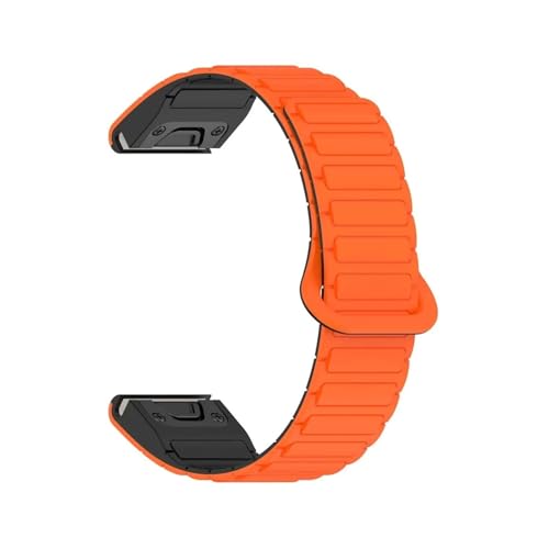 Silikonarmband passend for Garmin Fenix ​​8 7 7X Pro 6X 6 5X Plus Enduro 3 Epix Pro Strap Quickfit 20 22 26mm Armband Gürtel(Orange black,QuickFit 20mm) von EMAIGlPO