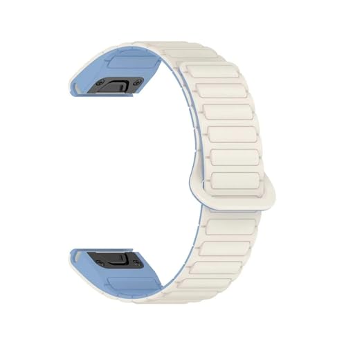 Silikonarmband passend for Garmin Fenix ​​8 7 7X Pro 6X 6 5X Plus Enduro 3 Epix Pro Strap Quickfit 20 22 26mm Armband Gürtel(White blue,QuickFit 26mm) von EMAIGlPO