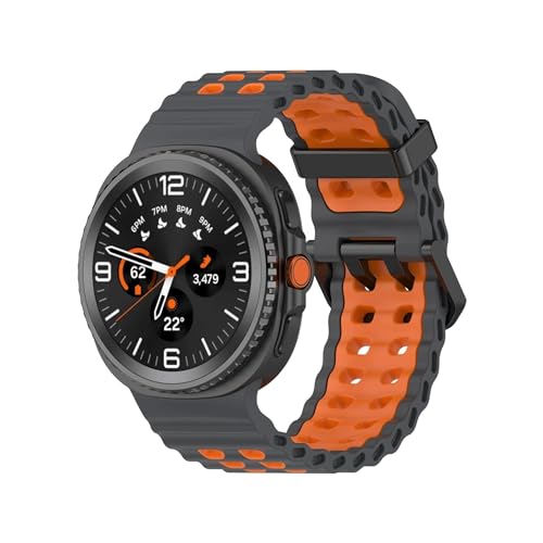 Silikonarmband passend for Samsung Galaxy Watch 8 40 mm 44 mm/ 8 Classic 46 mm Uhrenarmband Zubehör(Dark Gray-Orange,For Galaxy Watch 8 40mm) von EMAIGlPO