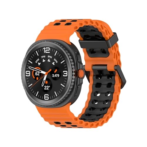 Silikonarmband passend for Samsung Galaxy Watch 8 40 mm 44 mm/ 8 Classic 46 mm Uhrenarmband Zubehör(Orange-Black,For Galaxy Watch 8 40mm) von EMAIGlPO