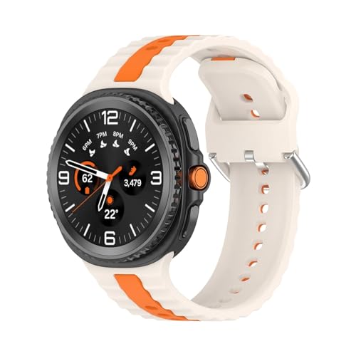 Silikonarmband passend for Samsung Galaxy Watch 8 44 mm 40 mm atmungsaktives Armbandzubehör(Starlight Orange,For Galaxy 8 Classic) von EMAIGlPO